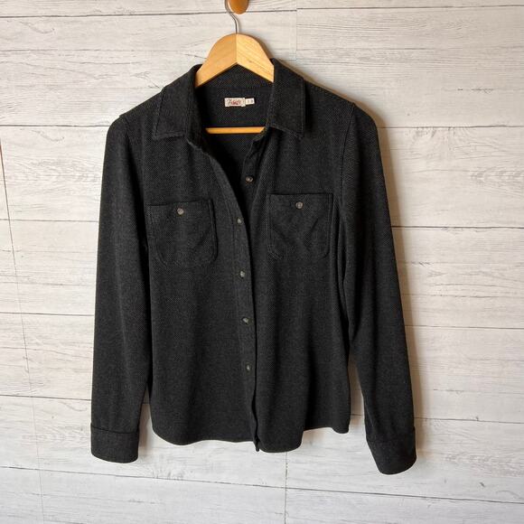 Faherty Shirt Womens Size Medium Heathered Black Twill Legend Sweater Stretch - Picture 4 of 16
